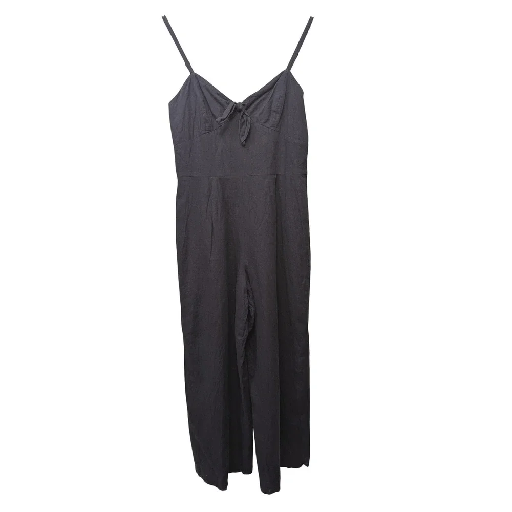 J.Crew Tie-Front Jumpsuit Linen Cotton Wide Leg Nautical Coastal Vacation Summer